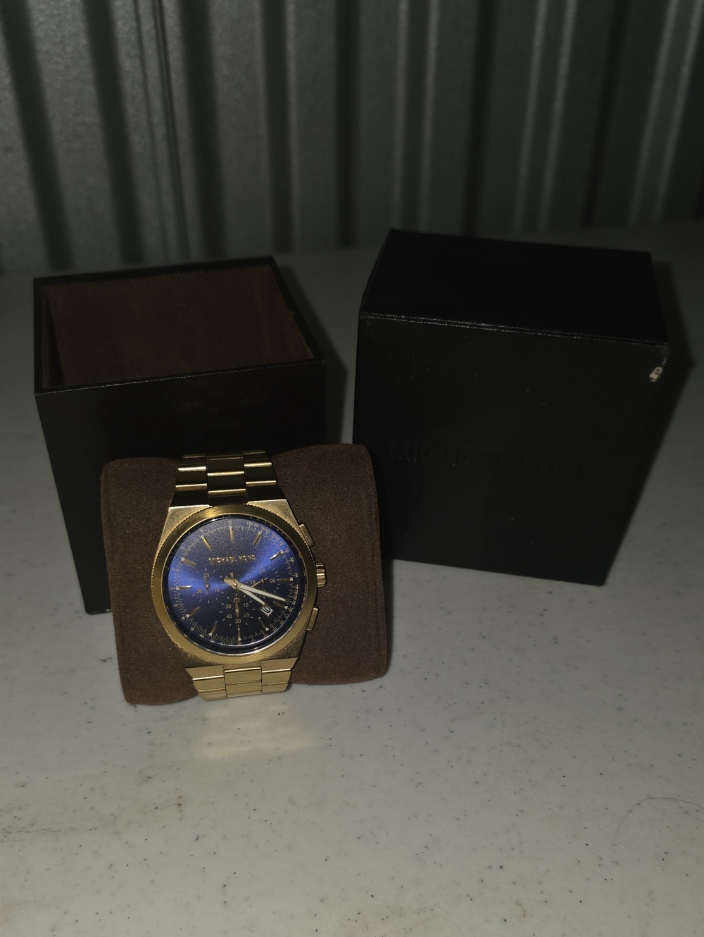Michael Kors Gold Watch with Blue Sunray Dial
